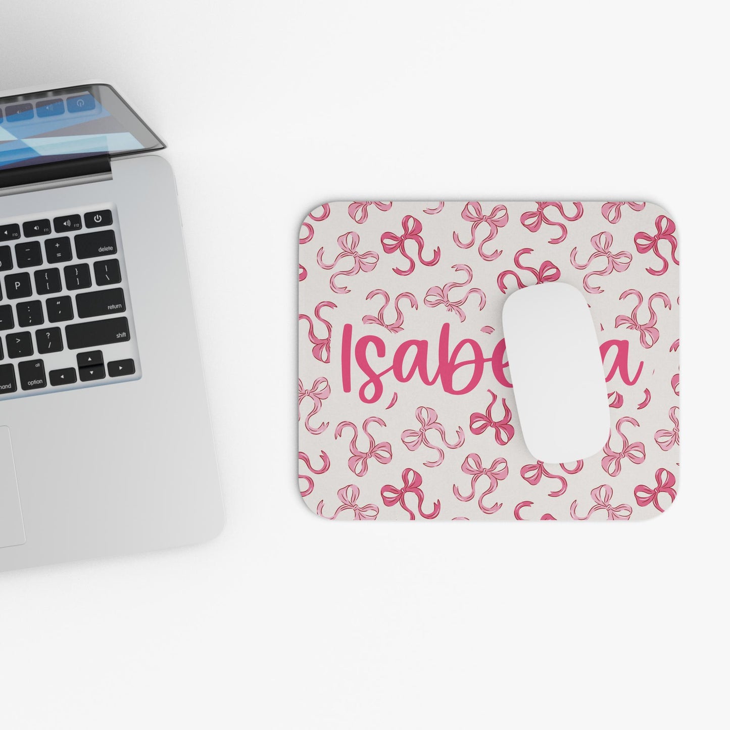 Custom Pink Bows Mouse Pad, Personalized Rectangle Desk Mat, Office Accessories, Custom Name, Design, Cute Desk Decor, best friend gift idea