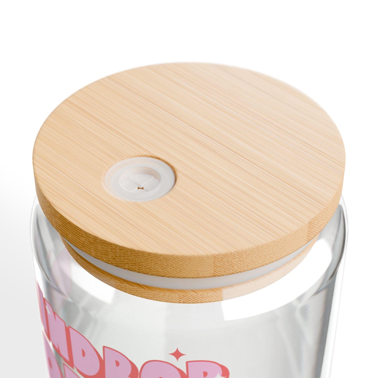 Preppy funny glass cup with bamboo lid glass straw, Cute Cup Beer Can Iced Coffee Glass Cup Cute stress Glass Cup gift for her