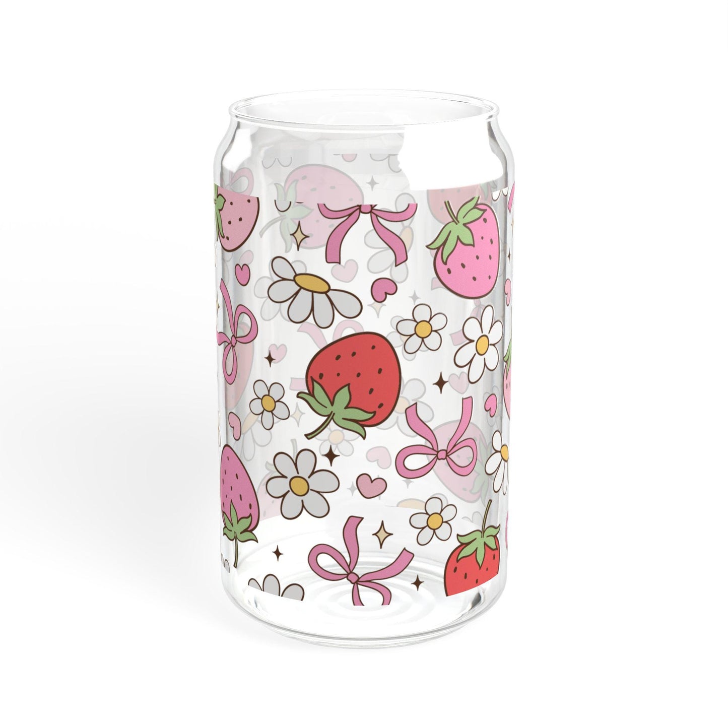 Coquette Bow Glass Cup with bamboo lid glass straw