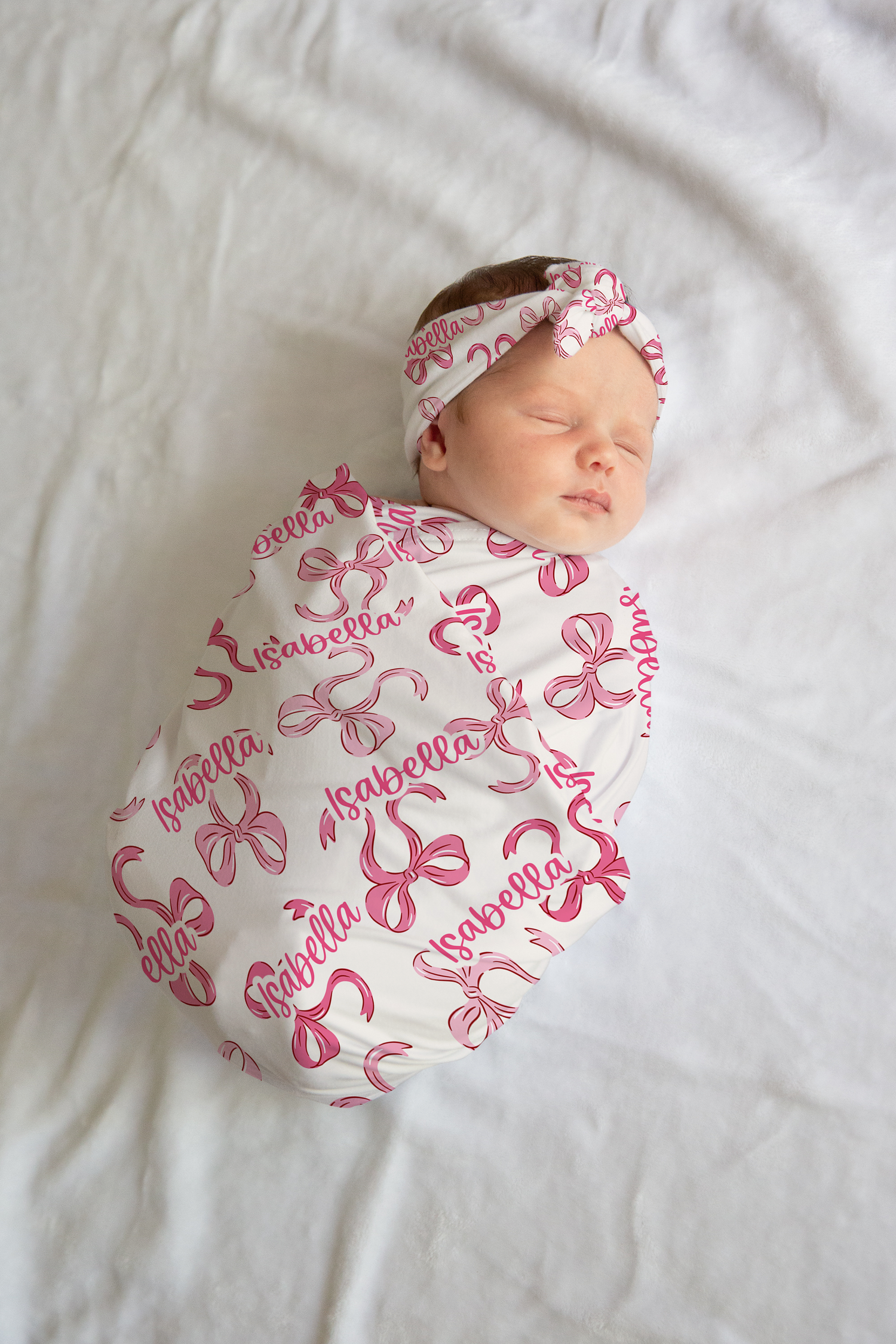 Personalized Swaddles Sets with Bow or Knotted Hat