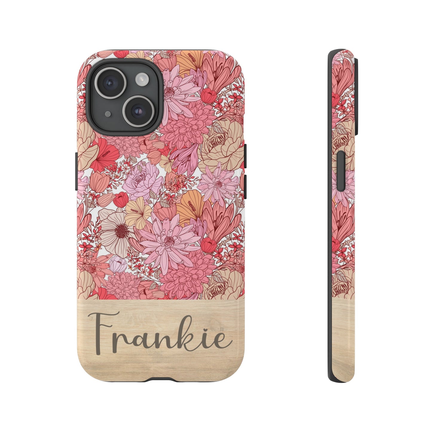 Personalized Pink Floral Tough Phone Case for iPhone, Samsung and Google Phones