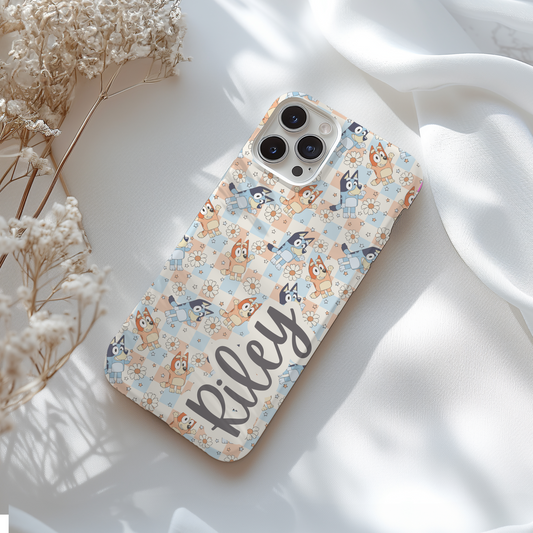 Personalized Bluey Tough Phone Case for iPhone, Samsung and Google Phones