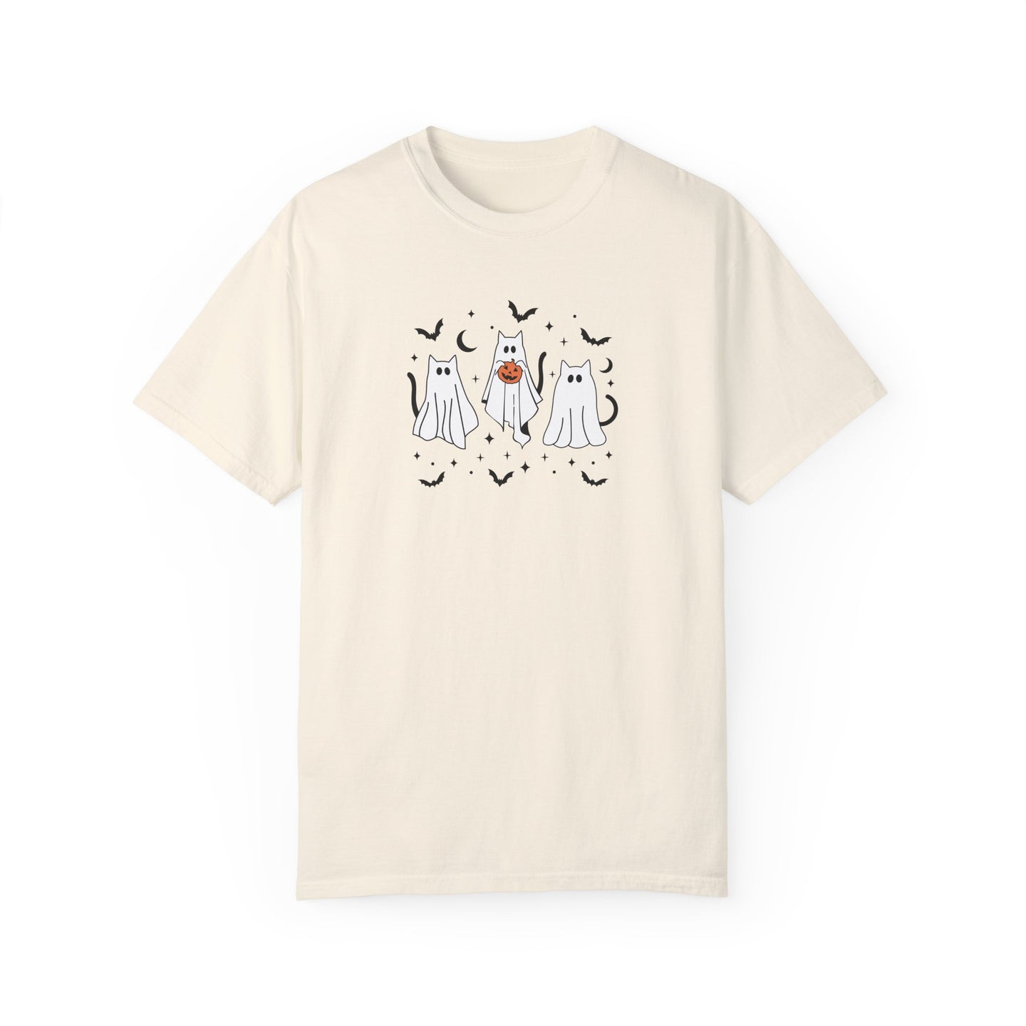 Ghost Kitty Comfort Colors T-shirt for Halloween Fall