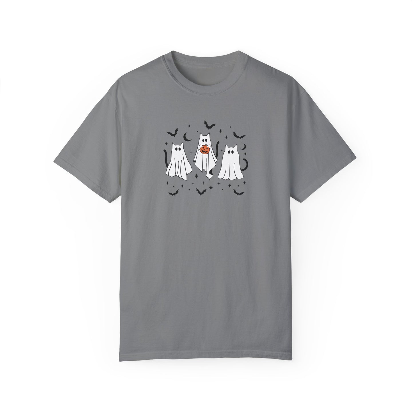 Ghost Kitty Comfort Colors T-shirt for Halloween Fall