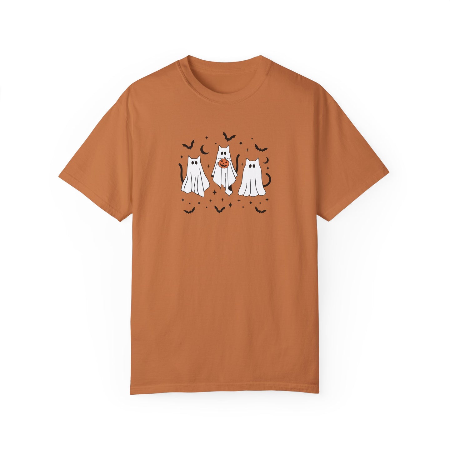 Ghost Kitty Comfort Colors T-shirt for Halloween Fall