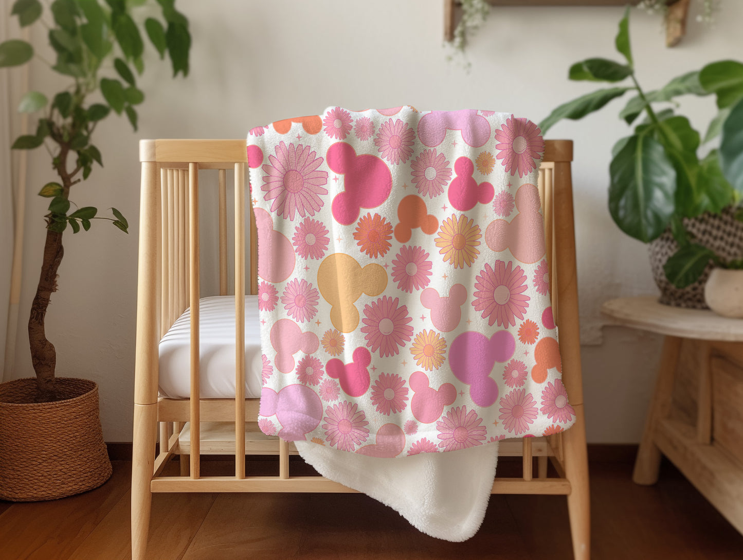 Personalized Pink floral disney Blanket