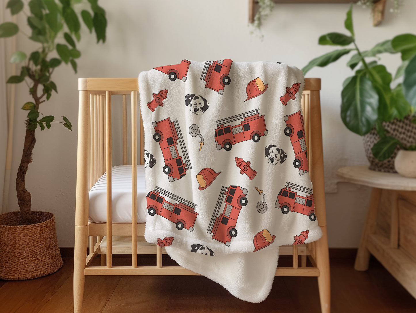 Personalized Boys Firetruck Blanket