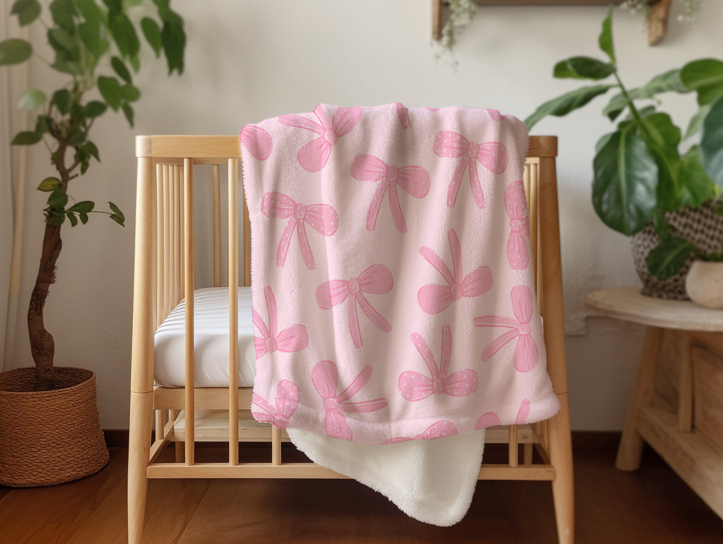 Personalized Pink Coquette Bow Blanket