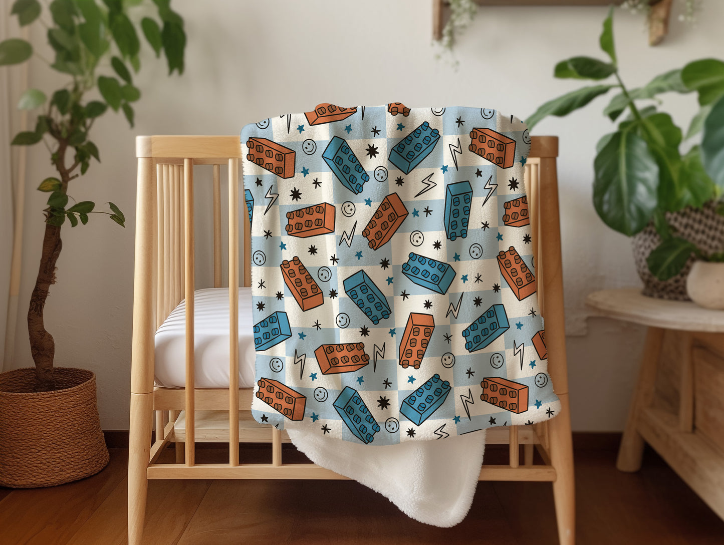 Personalized Boys Lego Blocks Blanket