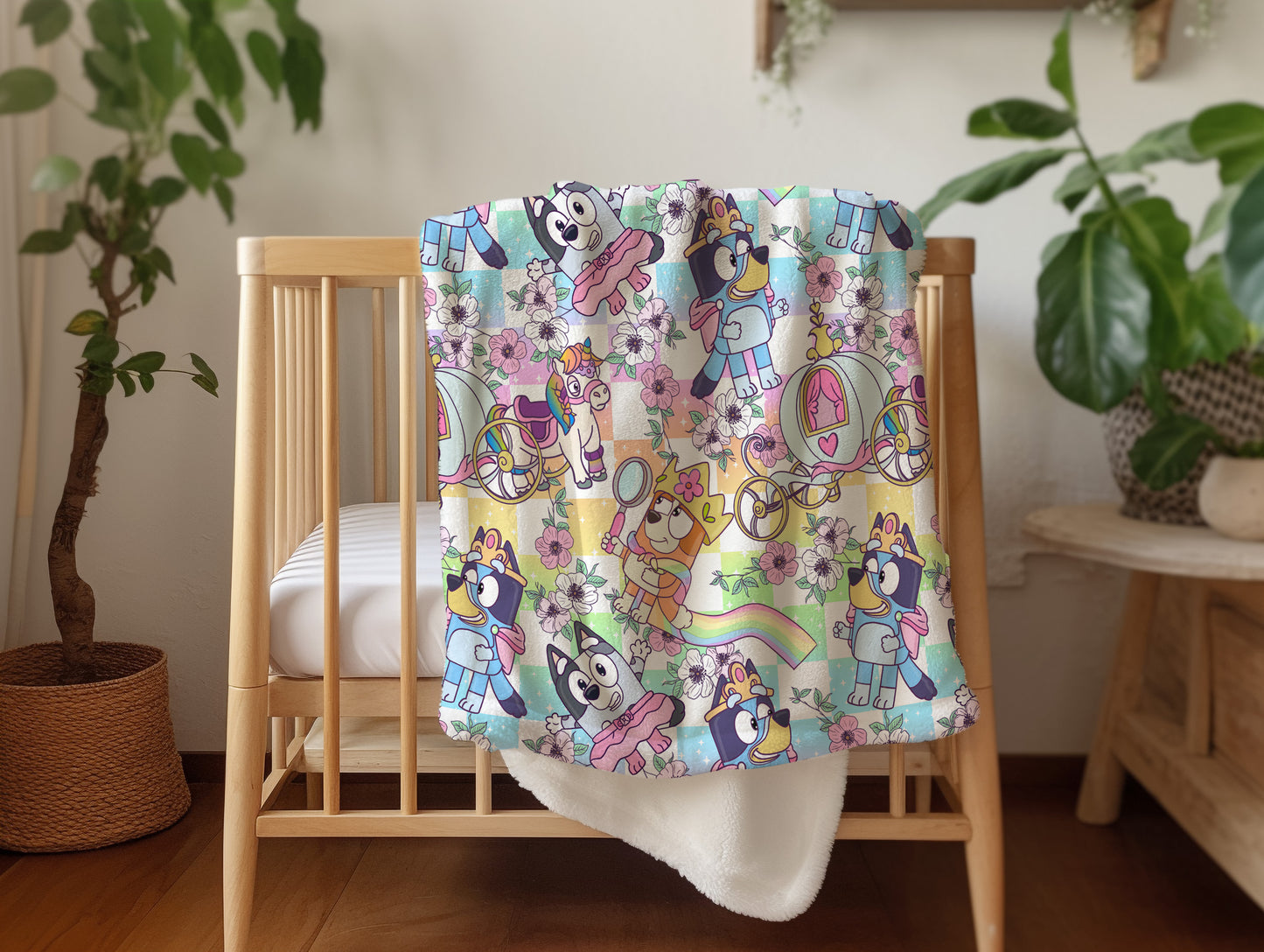 Personalized Bluey Rainbow Blanket