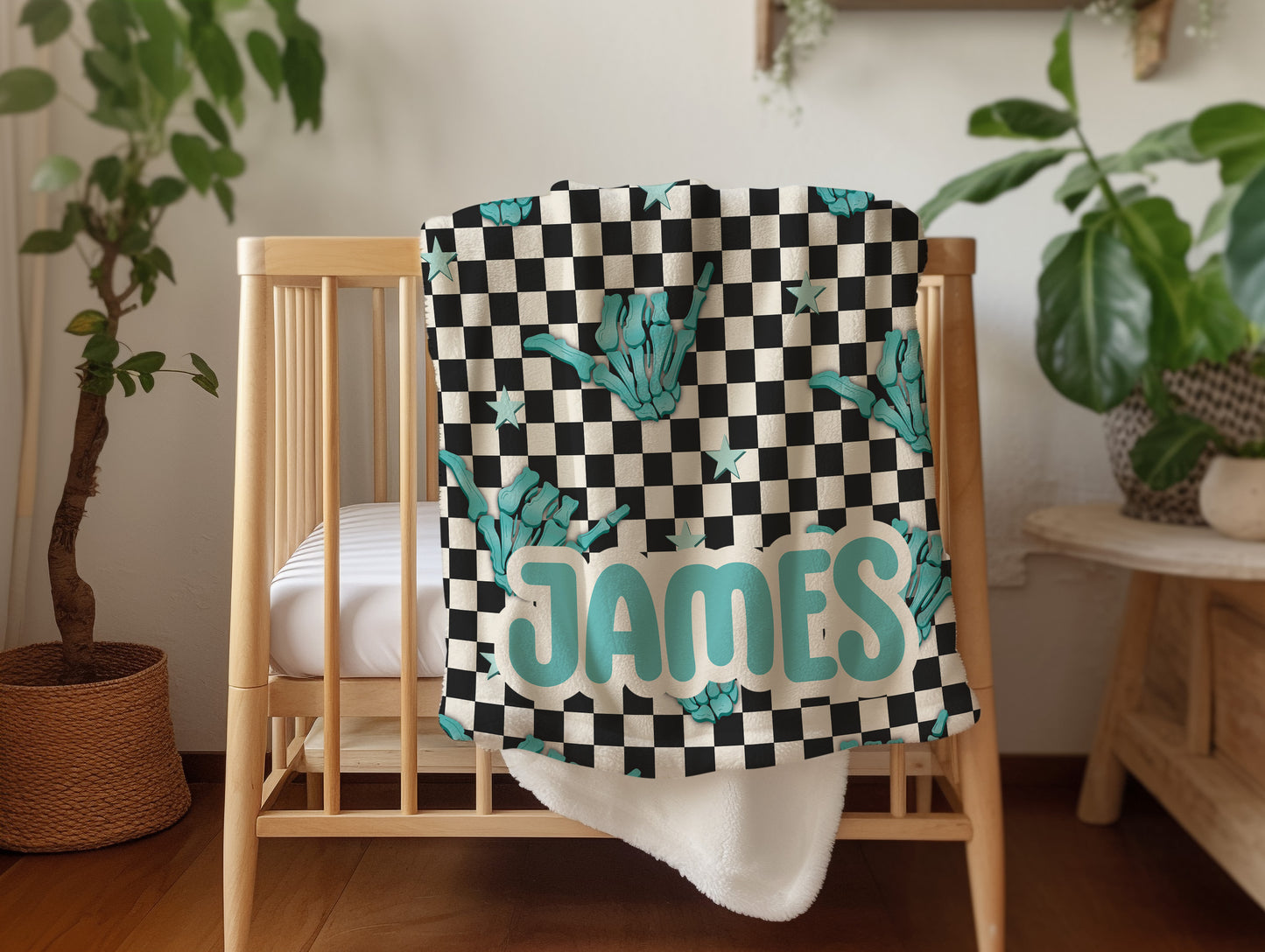 Personalized Boy Skeleton Blanket