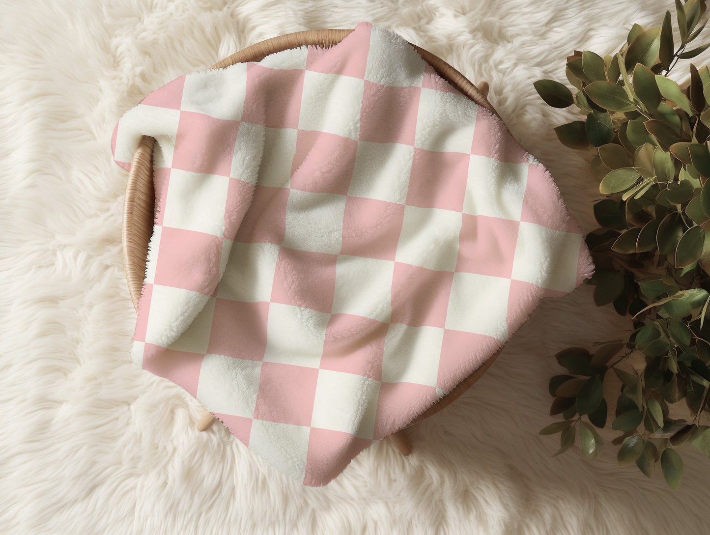 Personalized Pink and White Checkered Blanket