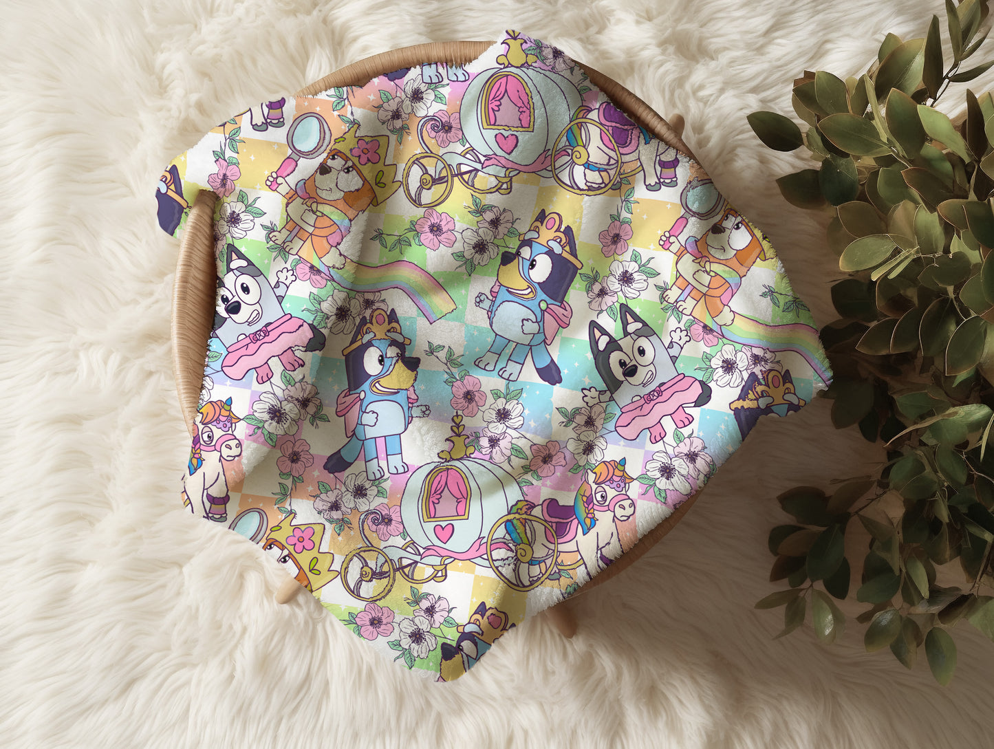 Personalized Bluey Rainbow Blanket