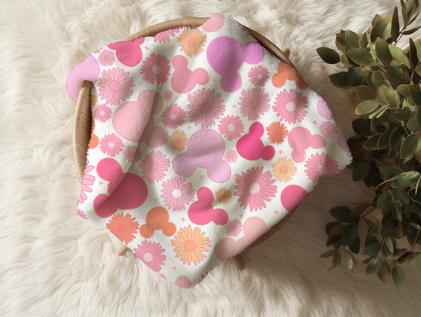 Personalized Pink floral disney Blanket