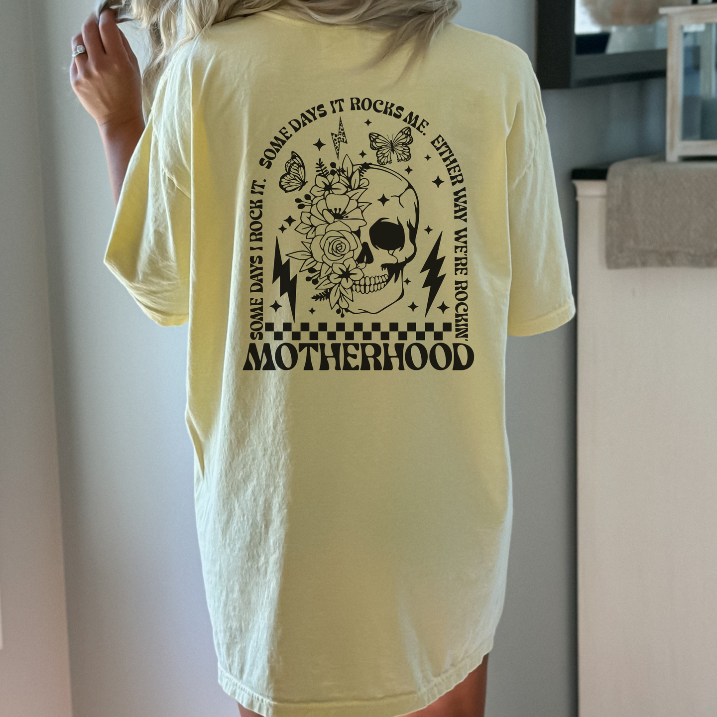 Rockin Motherhood Comfort Colors T-shirt, two side print graphic t-shirt