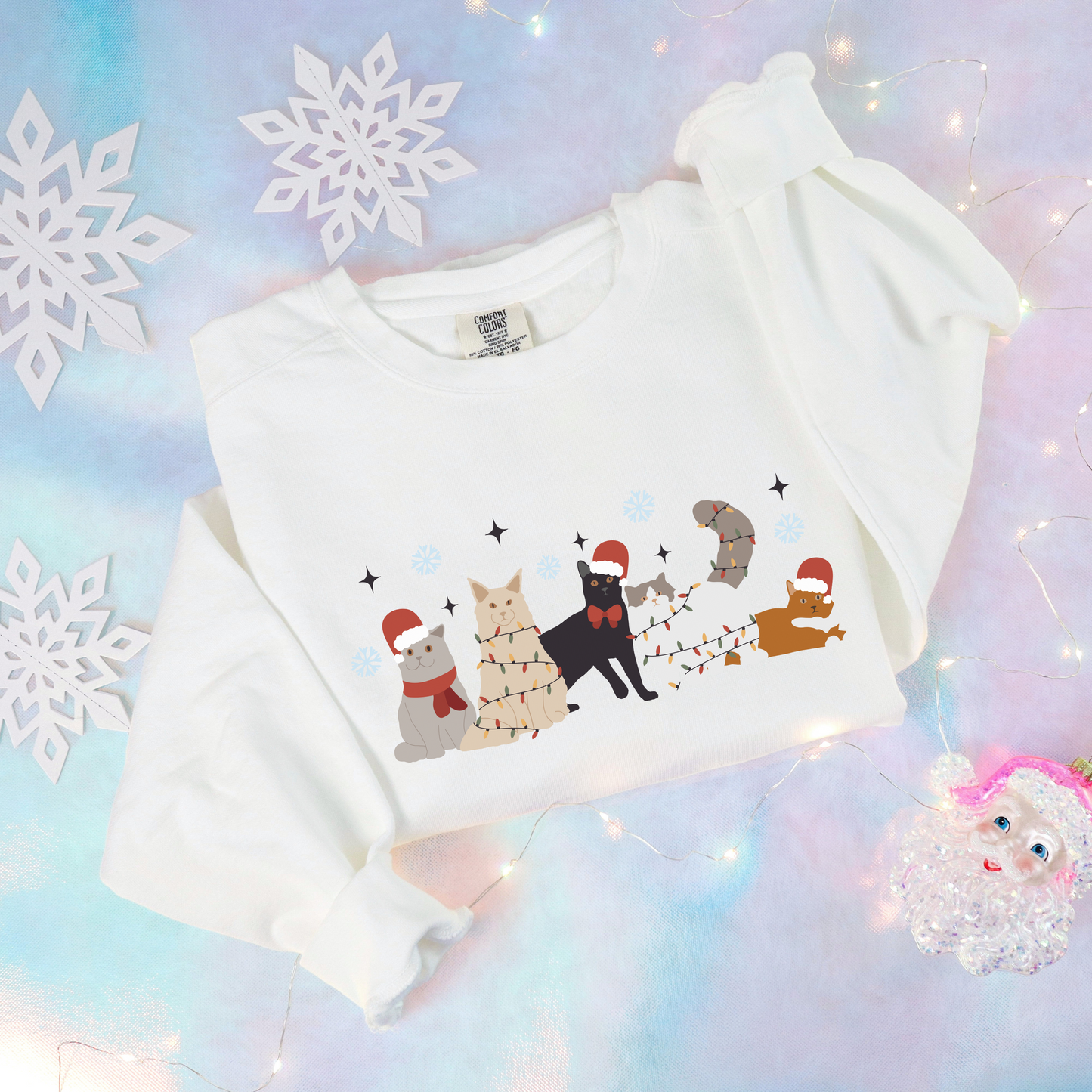 Cute Cat Christmas Sweatshirt -  Sizes small to 5XL