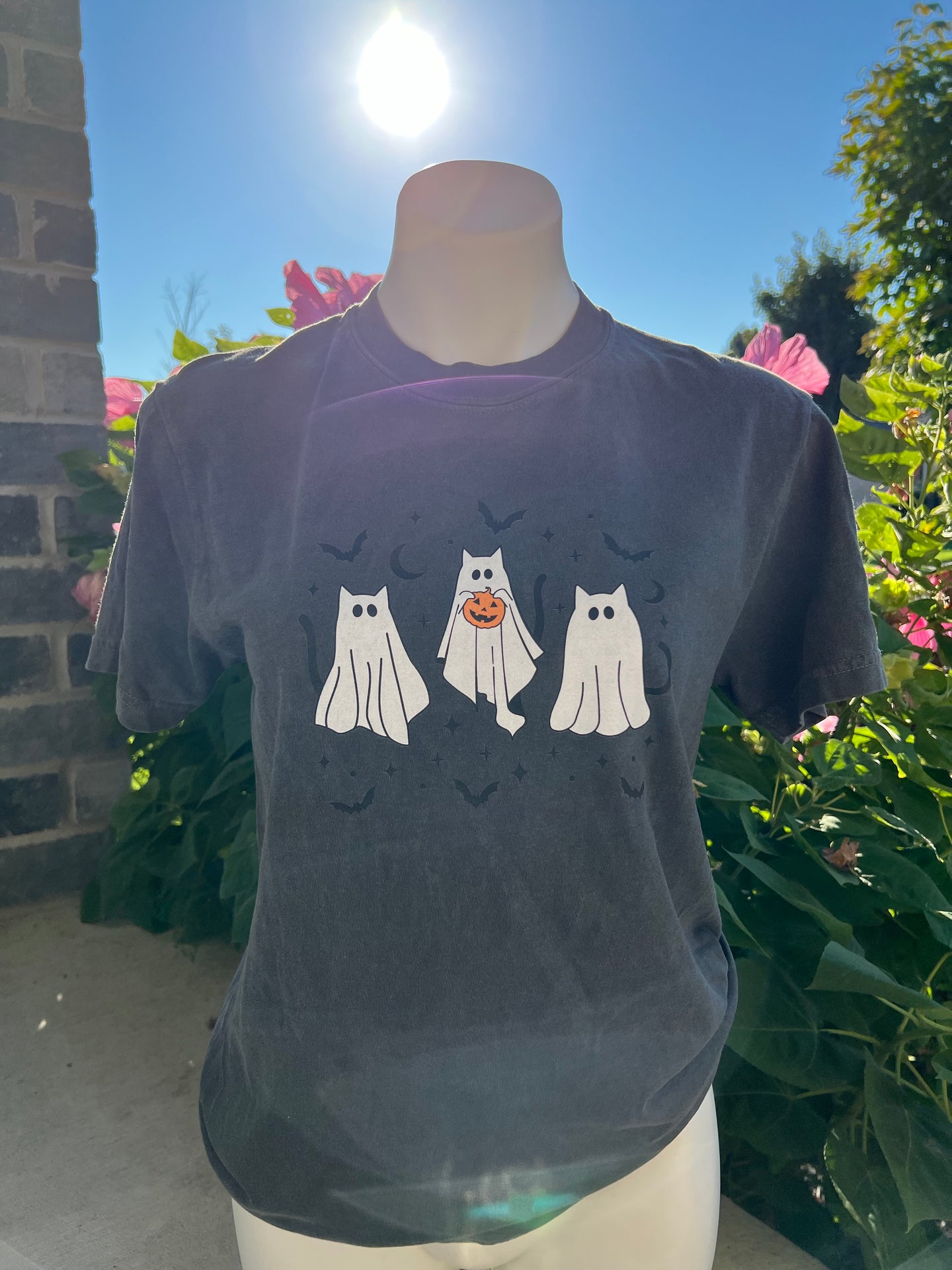 Ghost Kitty Comfort Colors T-shirt for Halloween Fall