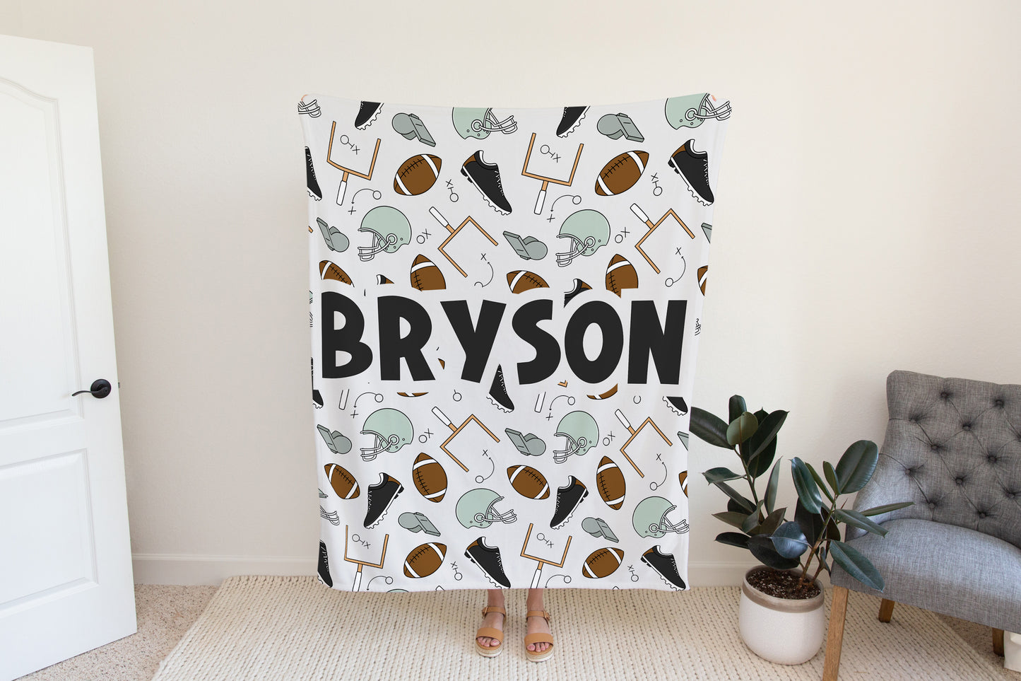 Personalized Boys Football Blanket