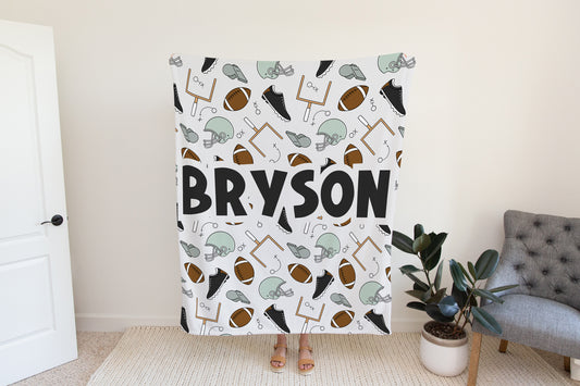 Personalized Boys Football Blanket