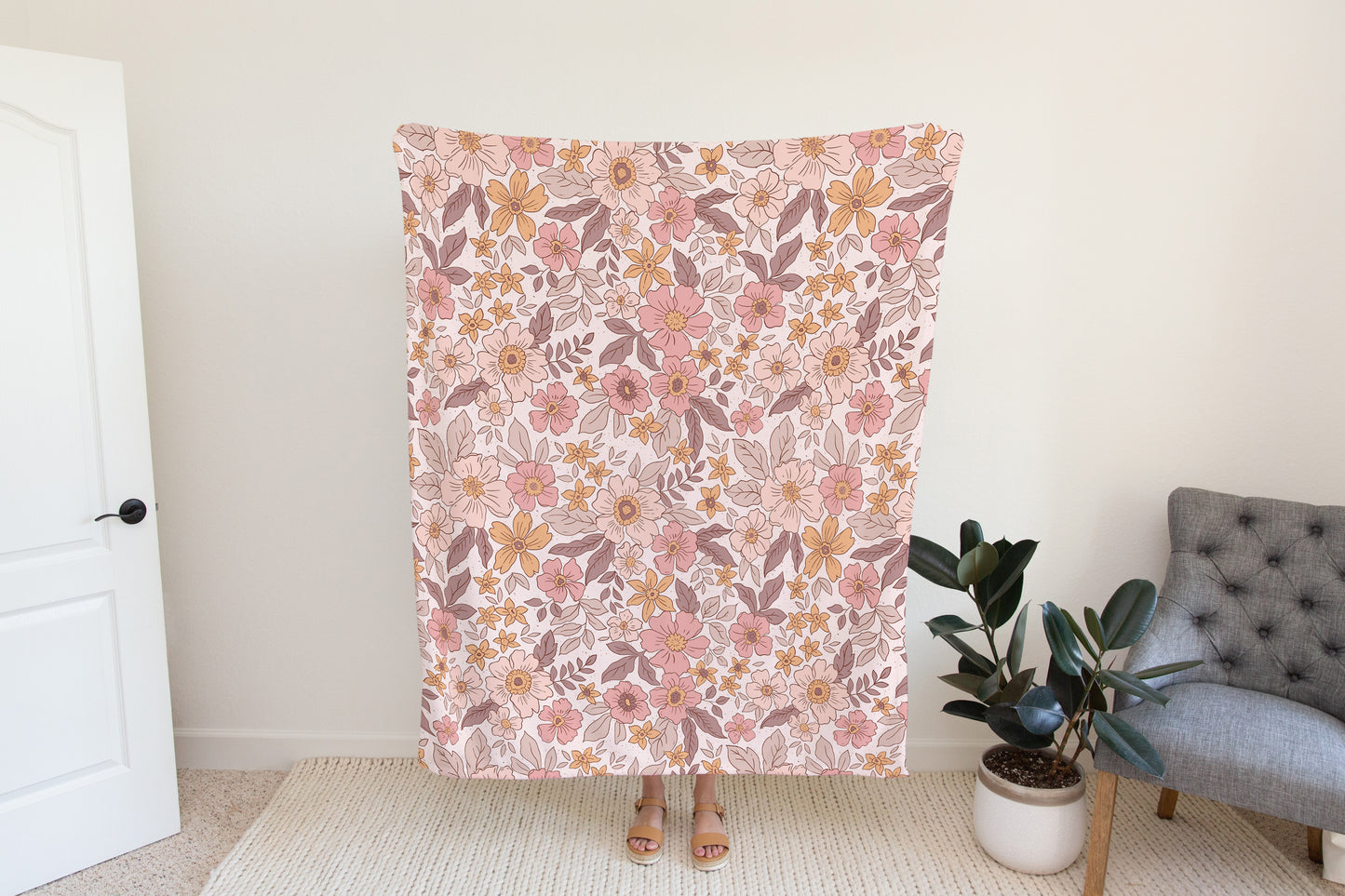 Personalized Boho Floral Blanket