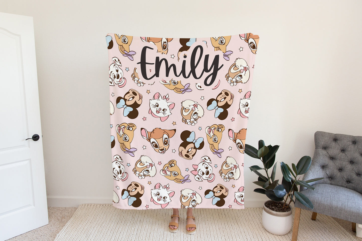 Personalized Pink Disney Friends Blanket