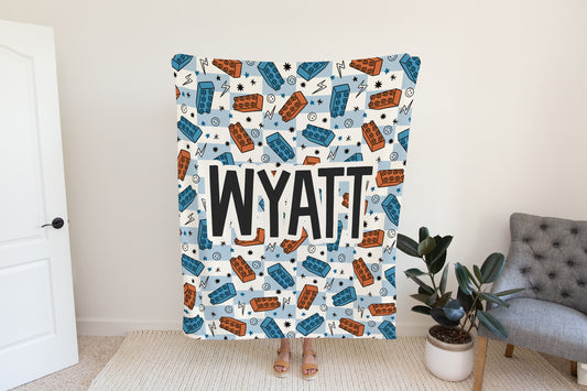 Personalized Boys Lego Blocks Blanket