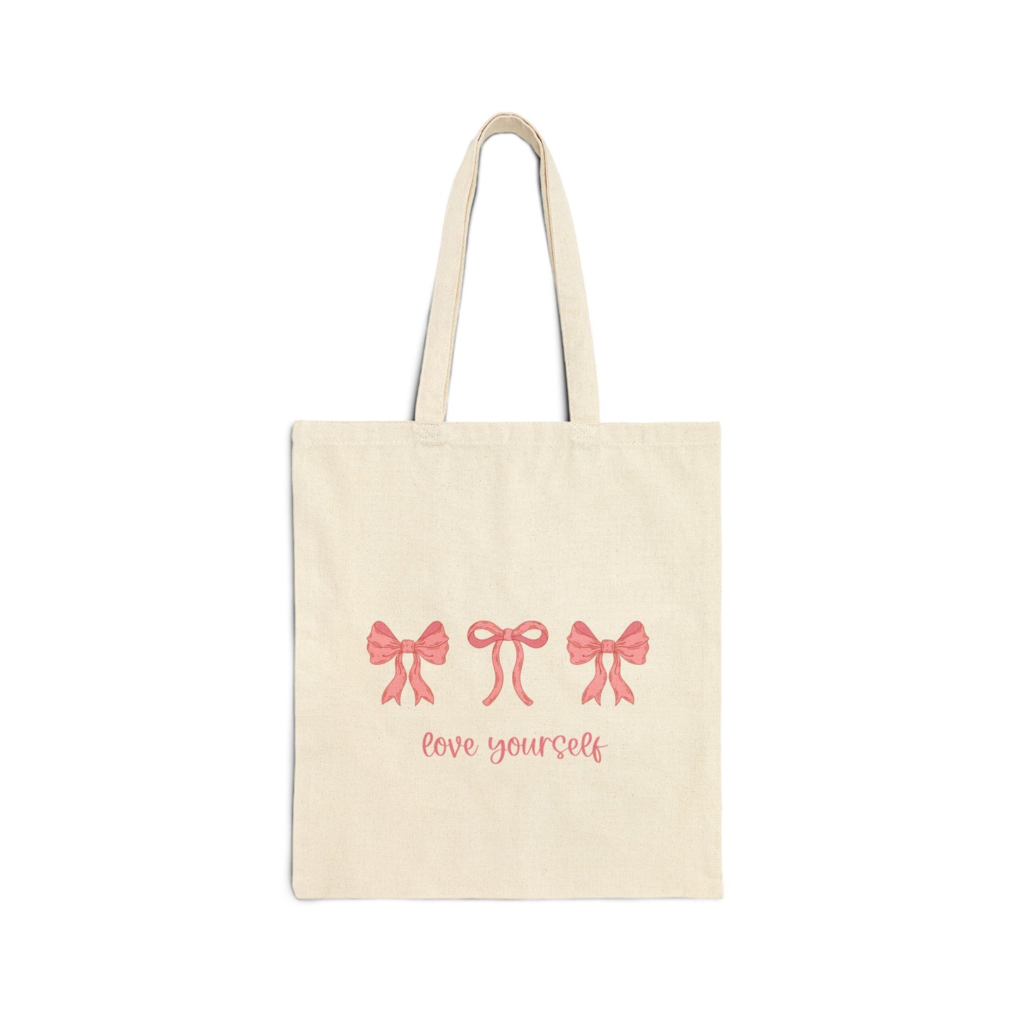 Love yourself Coquette pink bows Cotton Canvas Tote Bag