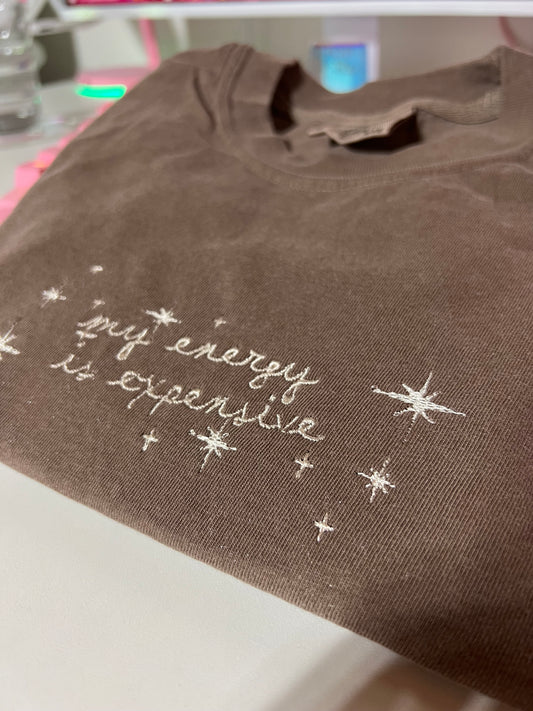 Taylor Swift inspired Embroidery Sweater / T-shirt my energy is expensive