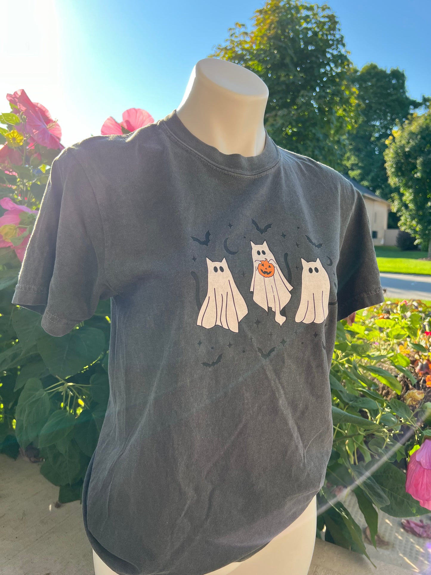 Ghost Kitty Comfort Colors T-shirt for Halloween Fall