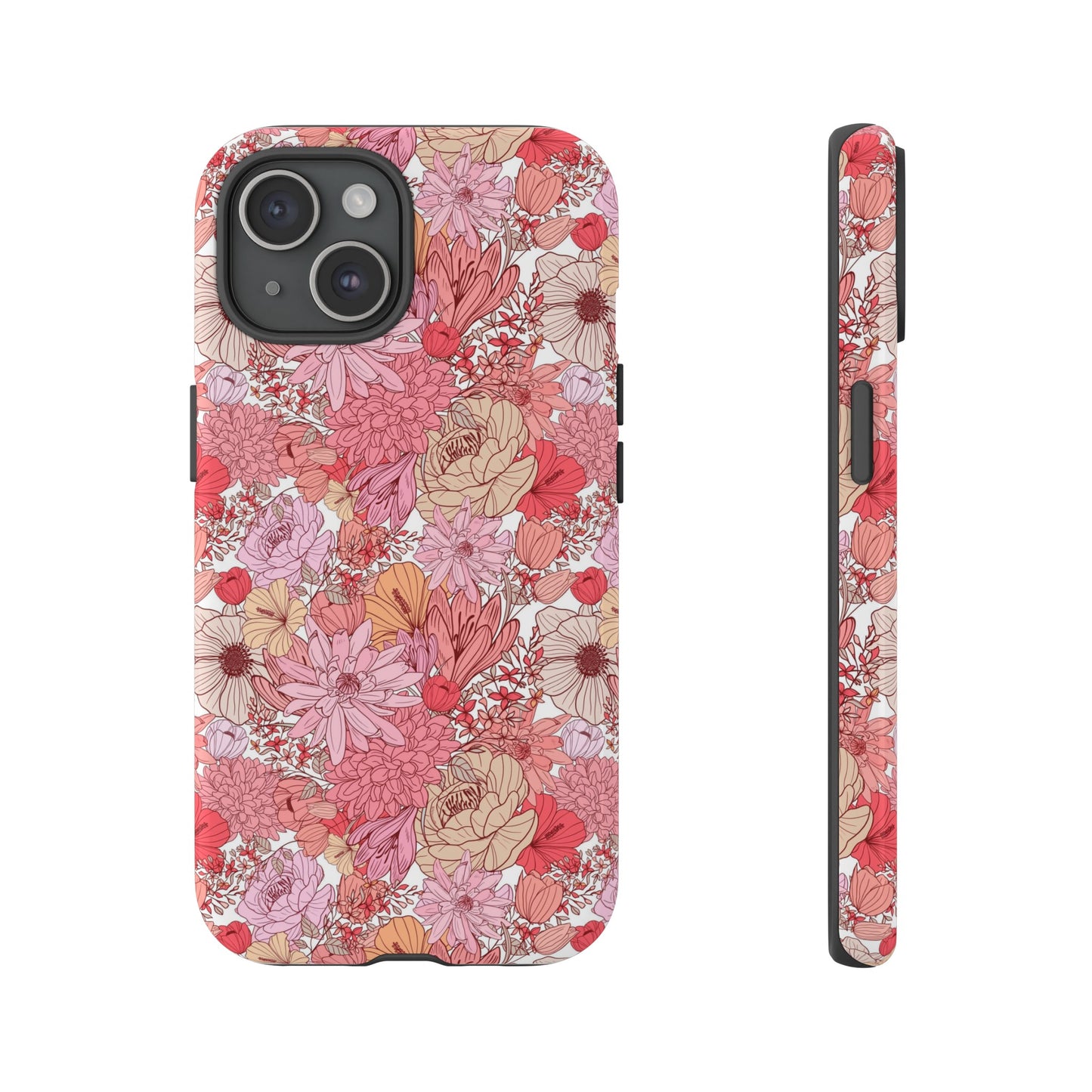 Personalized Floral Tough Phone Case for iPhone, Samsung and Google Phones