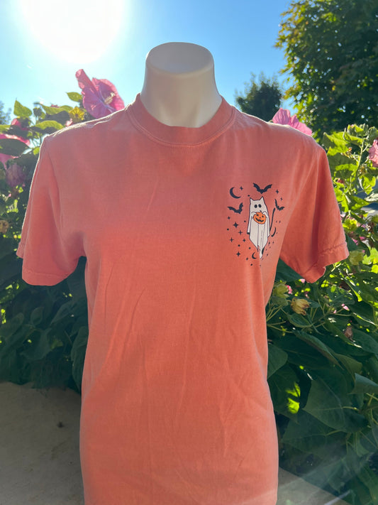 Ghost Kitty Comfort Colors T-shirt for Halloween Fall