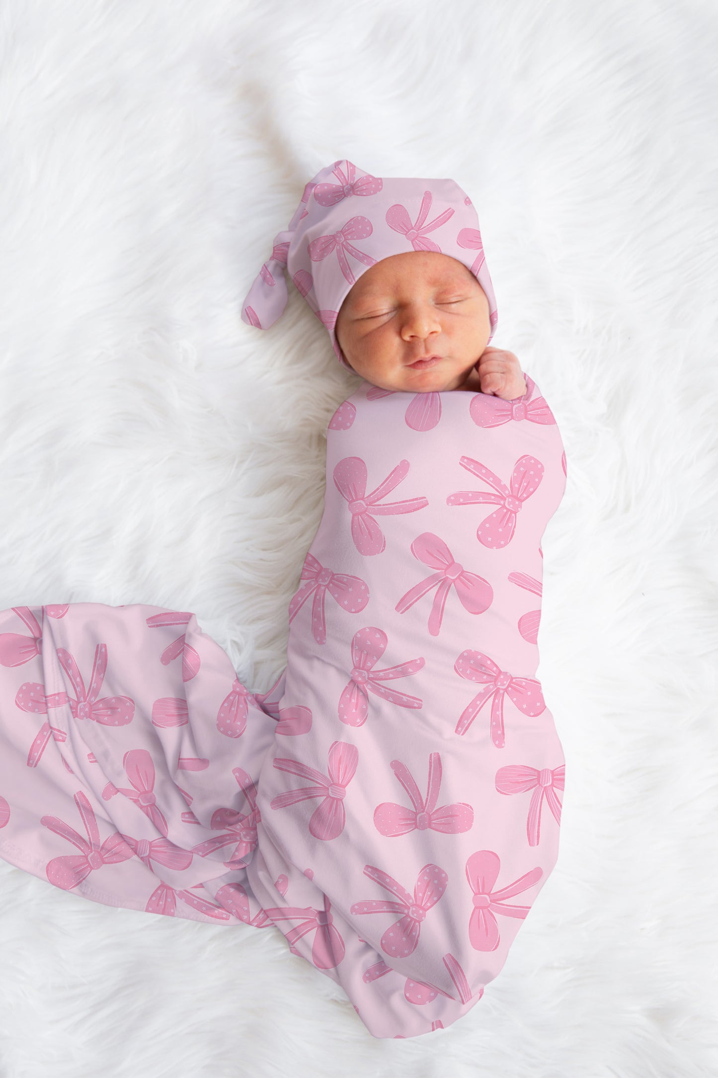 Personalized swaddle Set Pink Coquette Bow