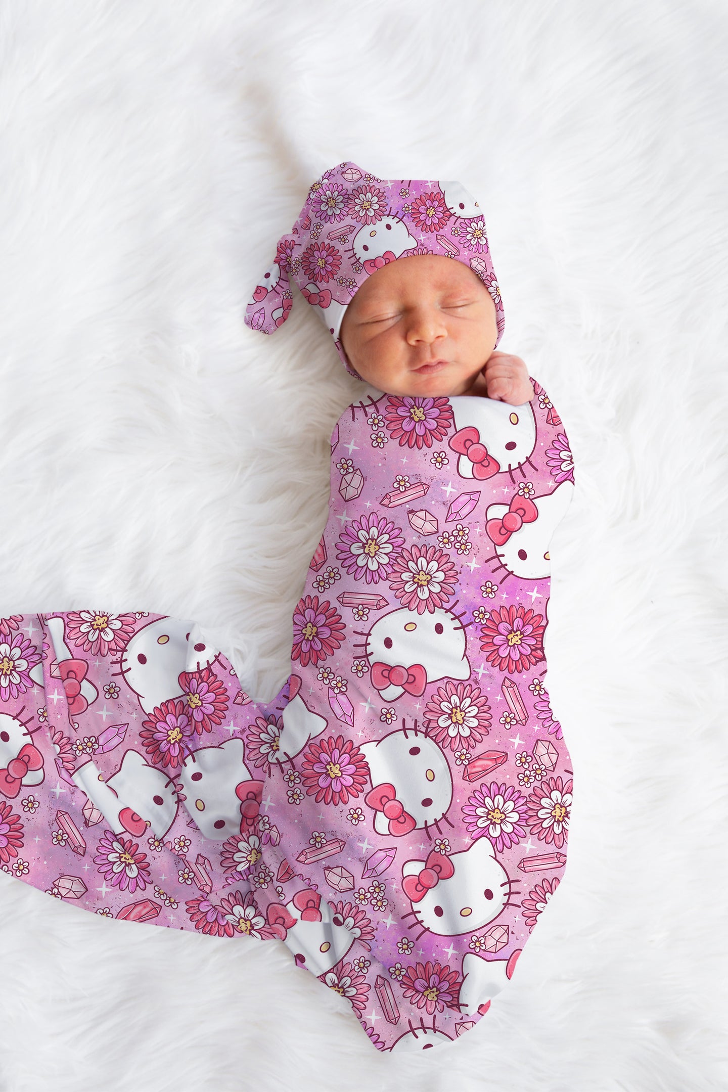 Personalized Pink Hello Kitty Swaddle Set