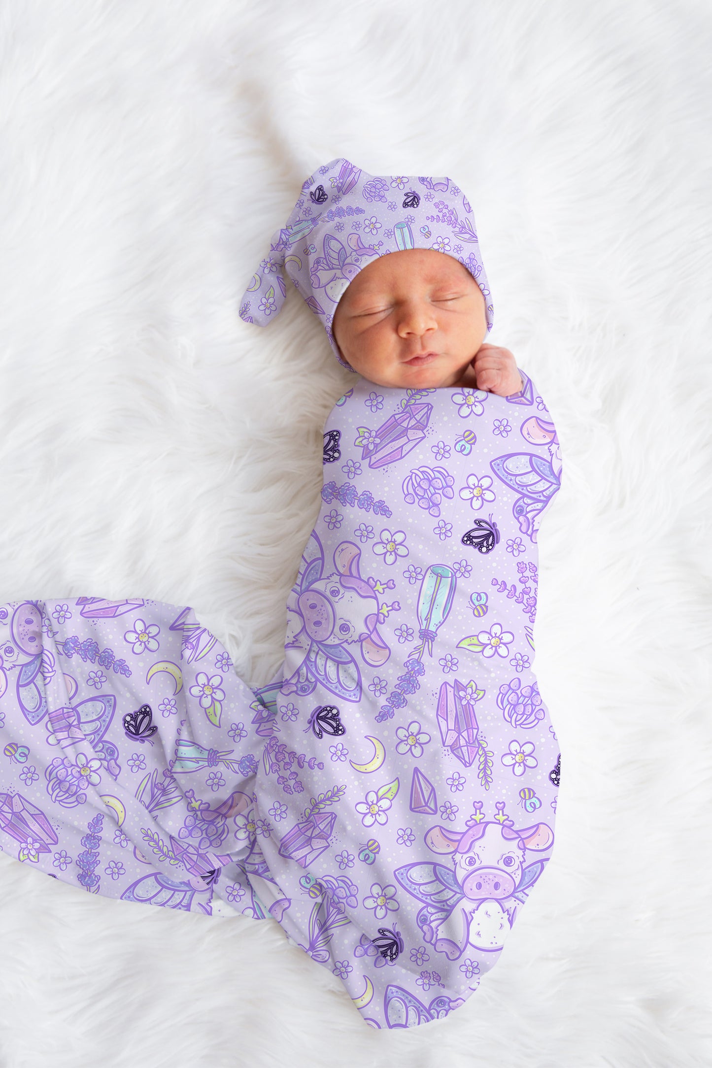 Personalized Purple Swaddle Bow Set Baby Blanket