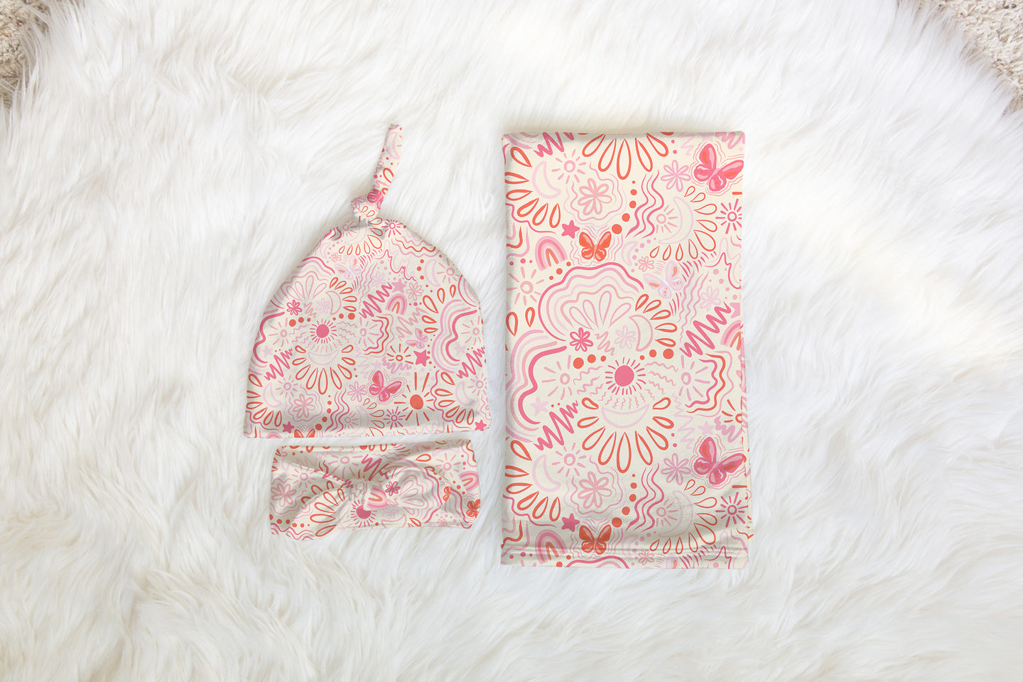 Personalized Pink Baby Swaddle Set