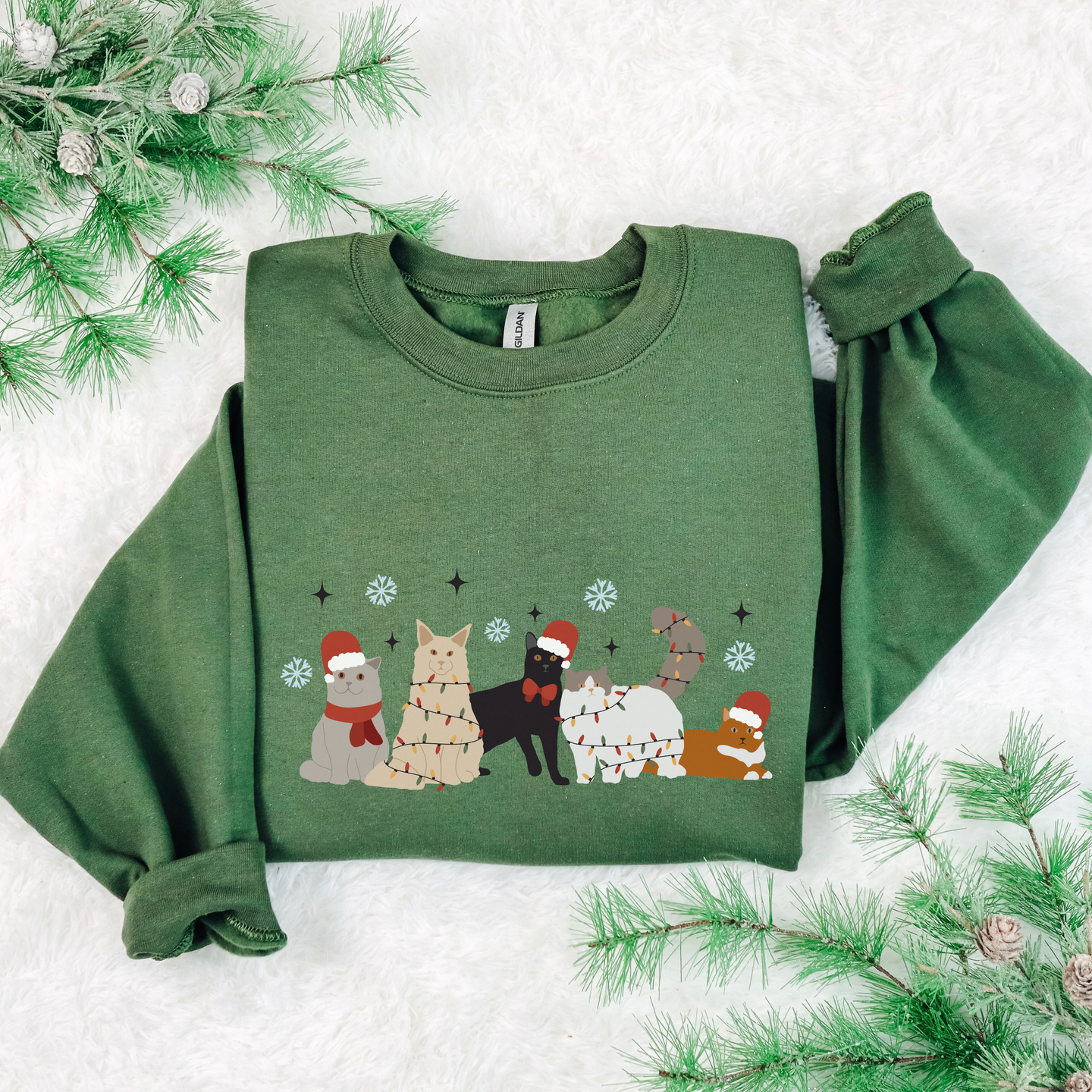 Cute Cat Christmas Sweatshirt -  Sizes small to 5XL