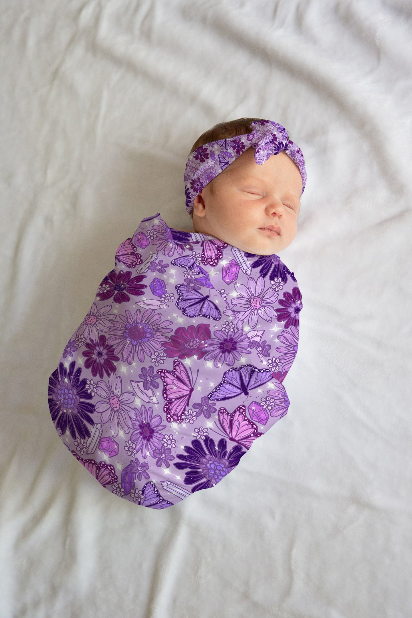 Personalized Purple Butterfly Swaddle Set