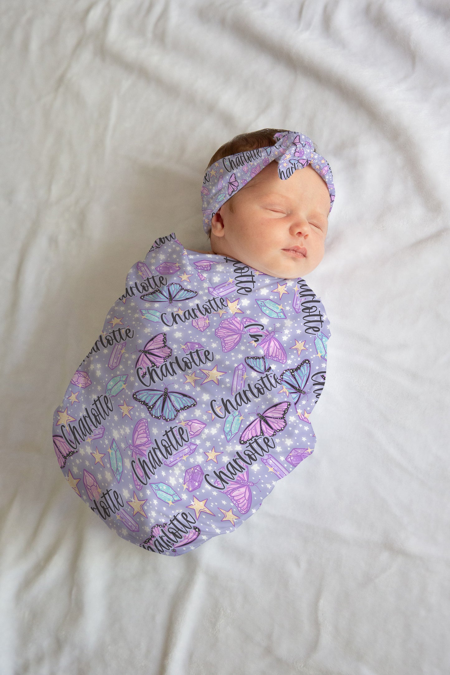 Whimsical Butterfly Swaddle Bow / Hat Set for Newborn