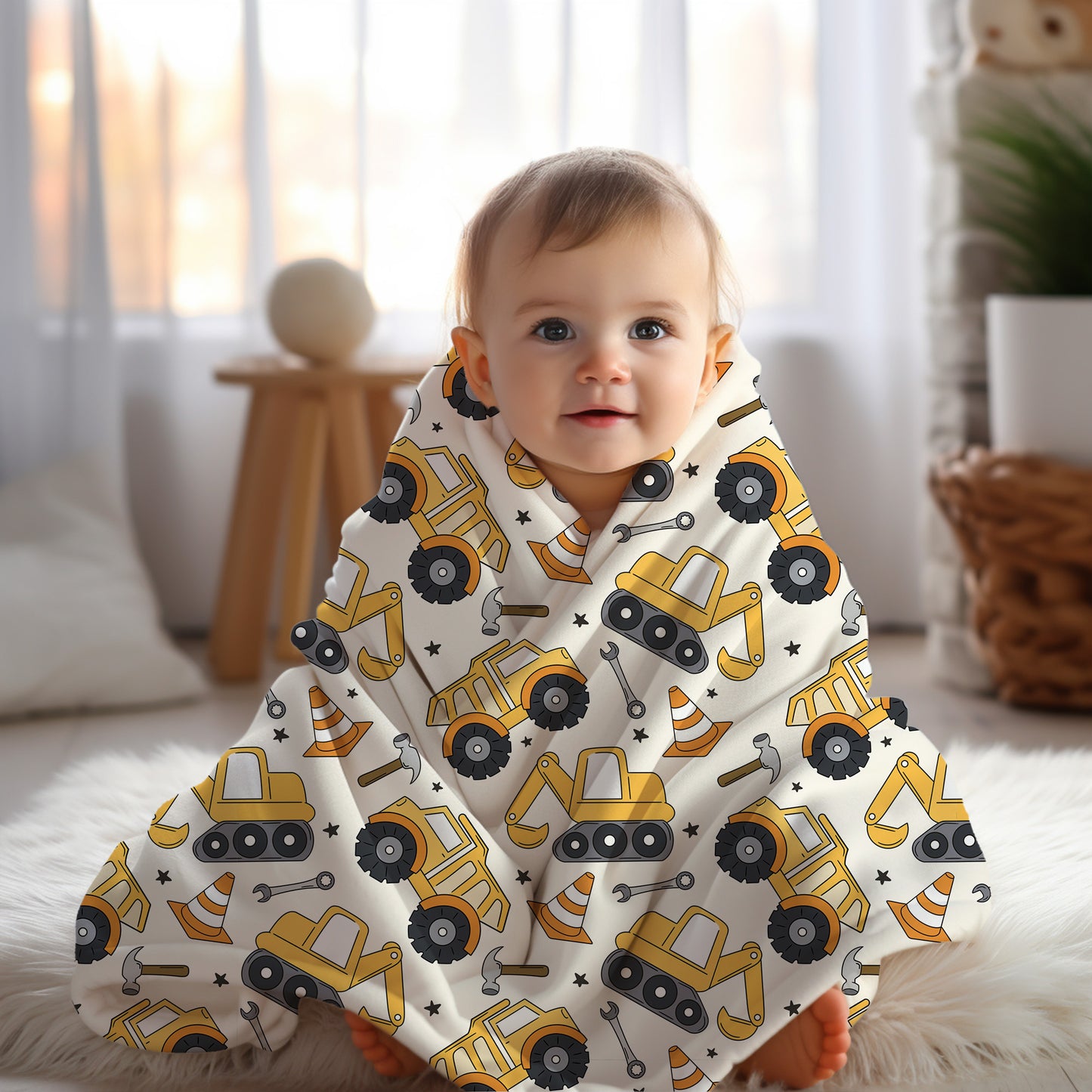 Personalized Boys construction Blanket