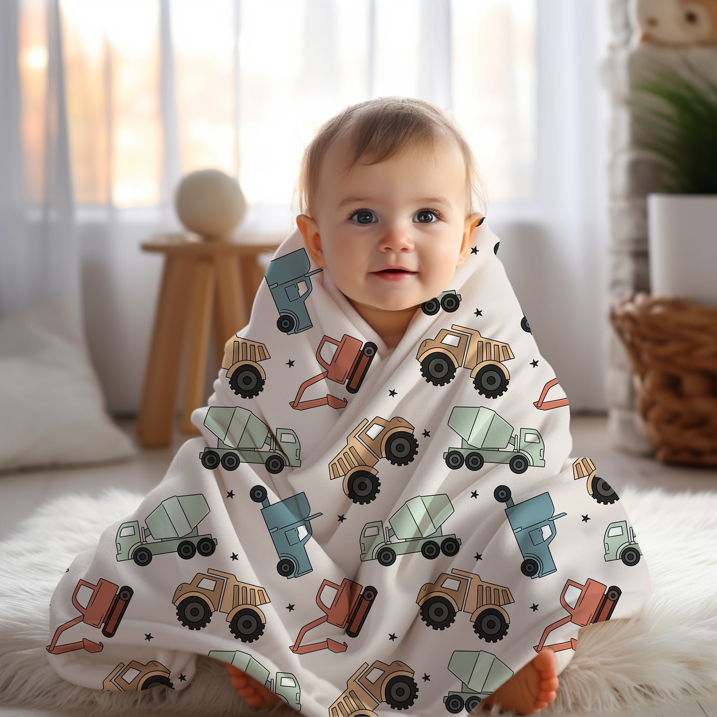 Personalized Boys construction Blanket