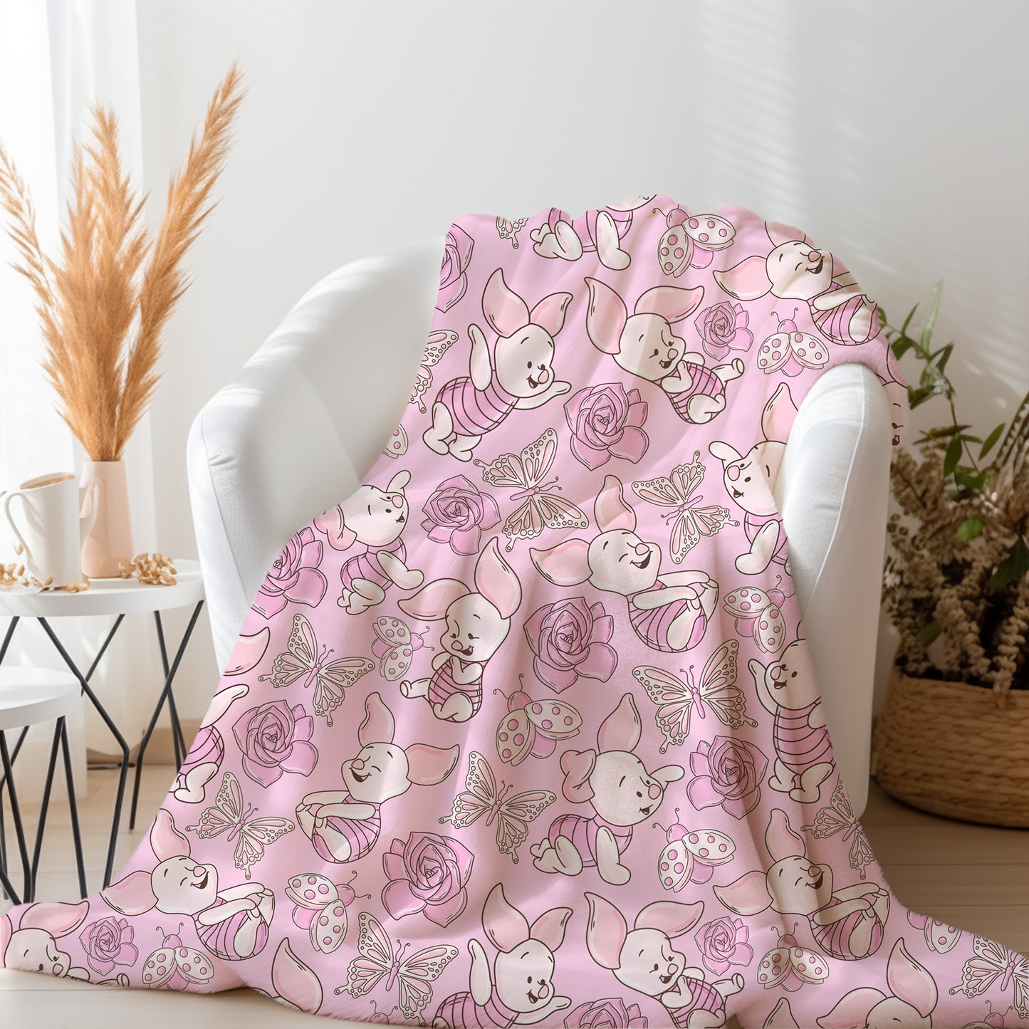 Personalized Pink Piglet Winnie the Pooh Blanket