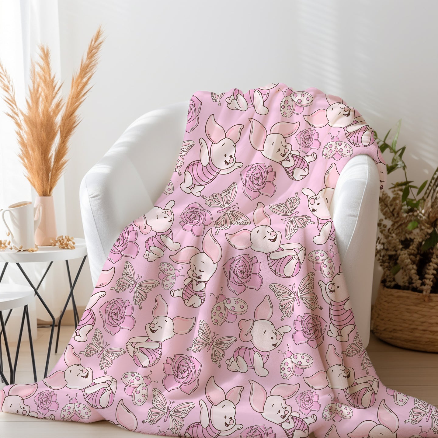 Personalized Pink Piglet Winnie the Pooh Blanket