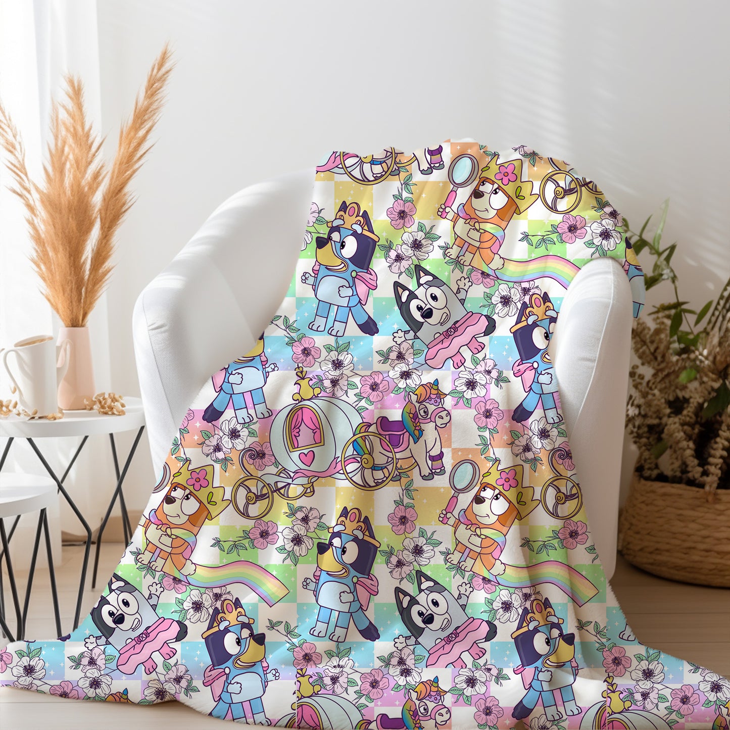 Personalized Bluey Rainbow Blanket