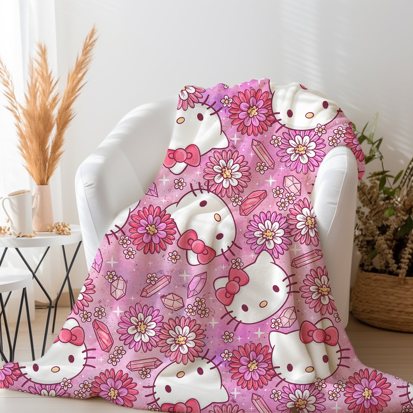 Personalized Pink Hello Kitty Blanket