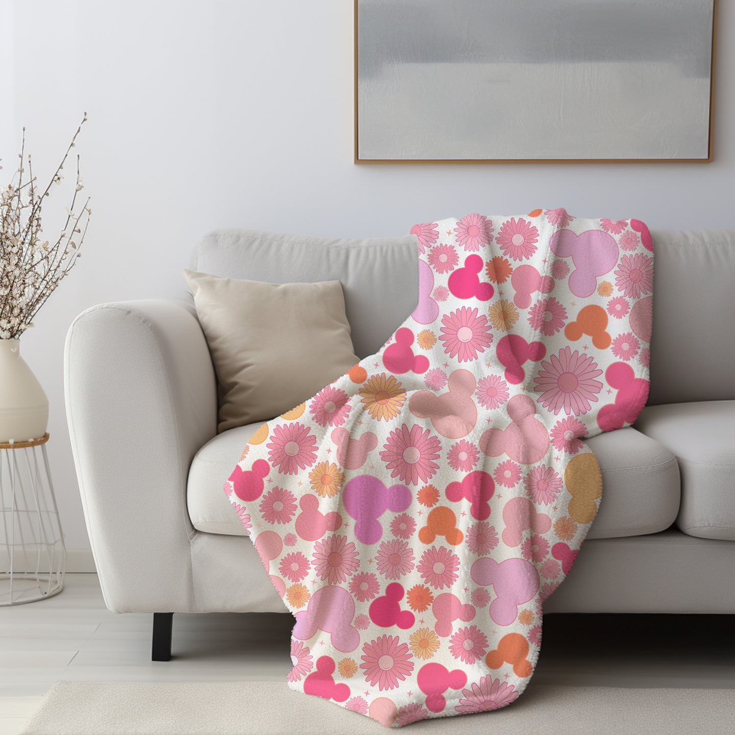 Personalized Pink floral disney Blanket