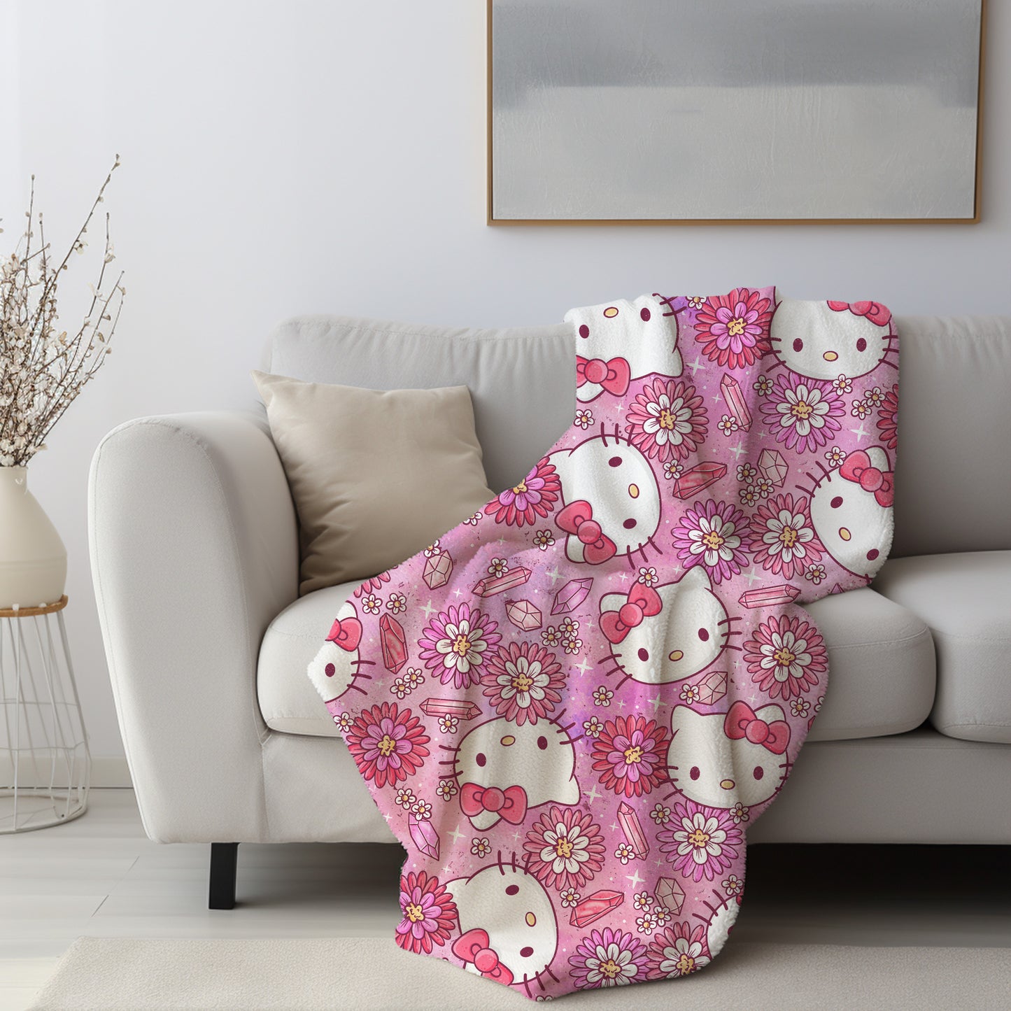 Personalized Pink Hello Kitty Blanket