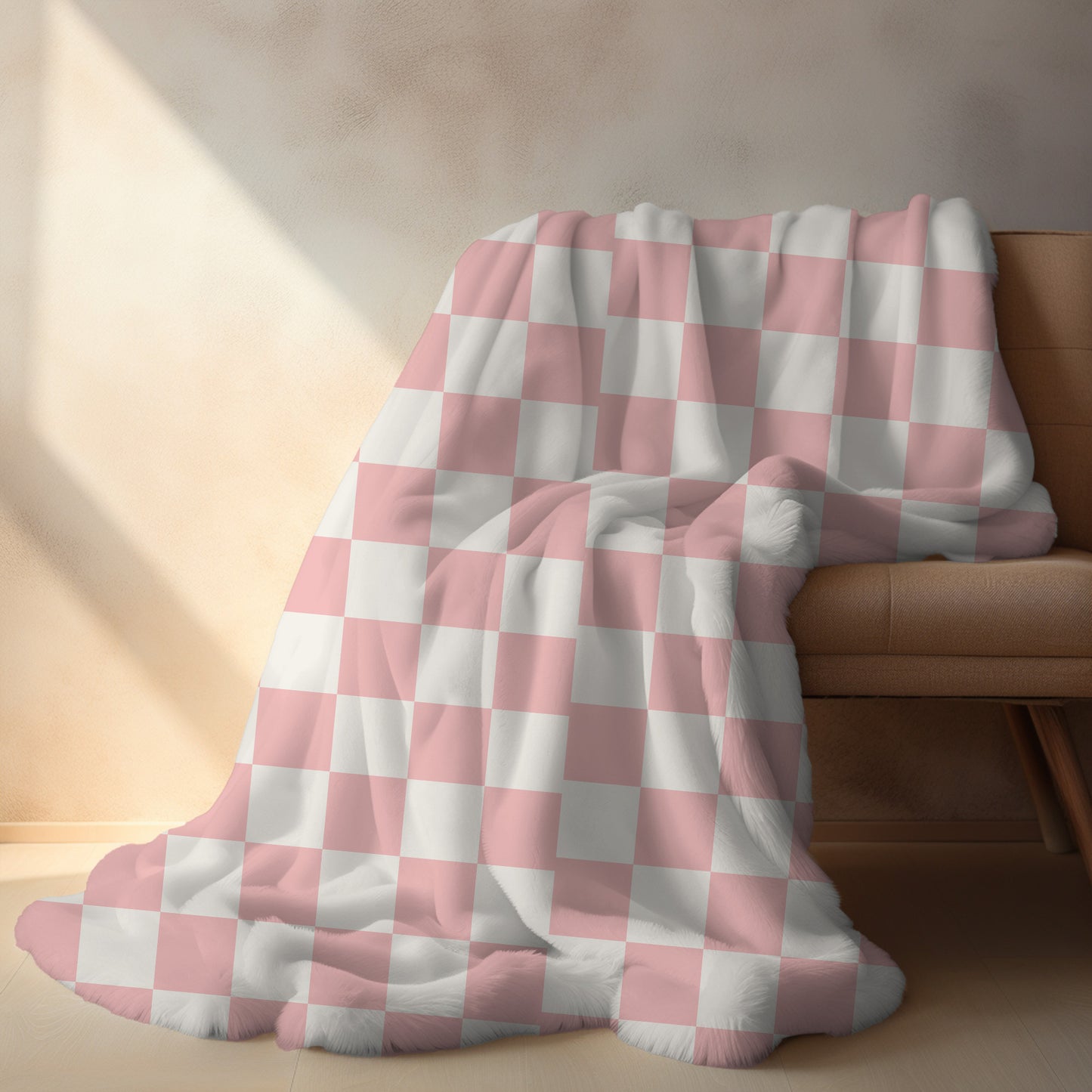 Personalized Pink and White Checkered Blanket