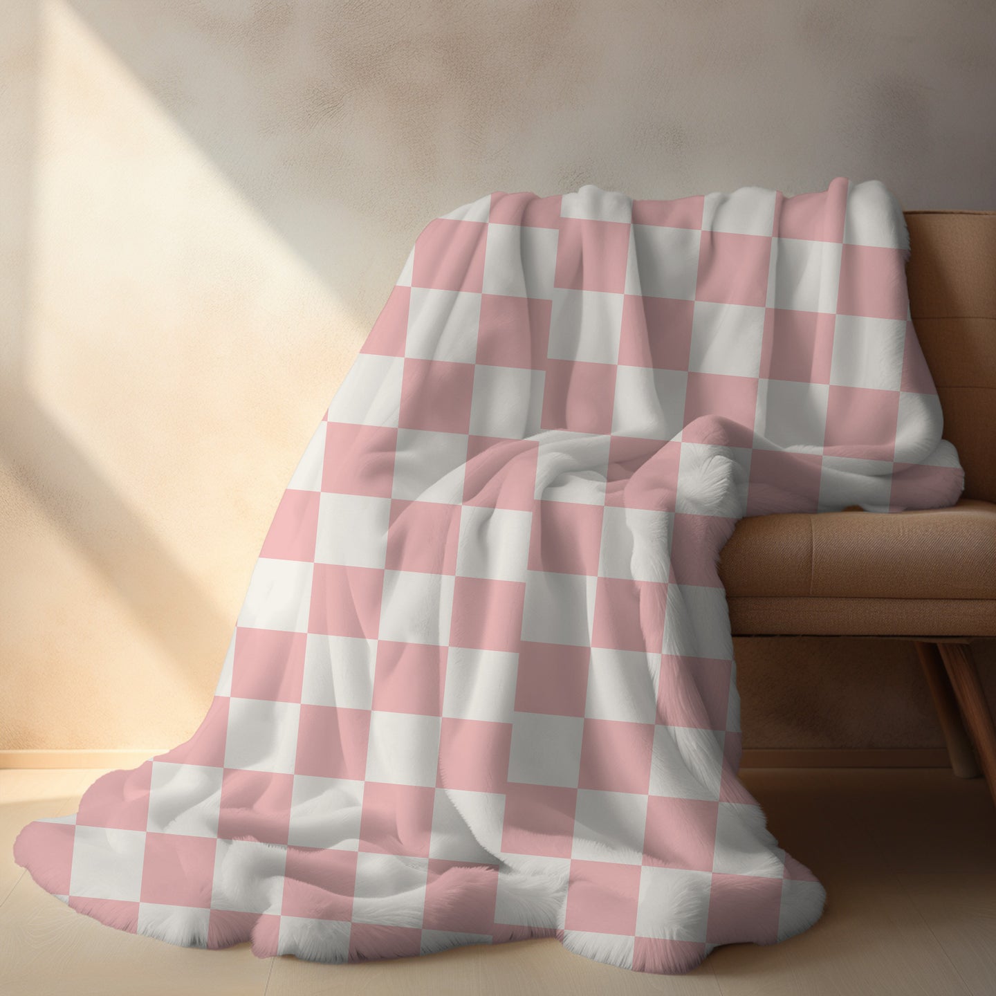 Personalized Pink and White Checkered Blanket