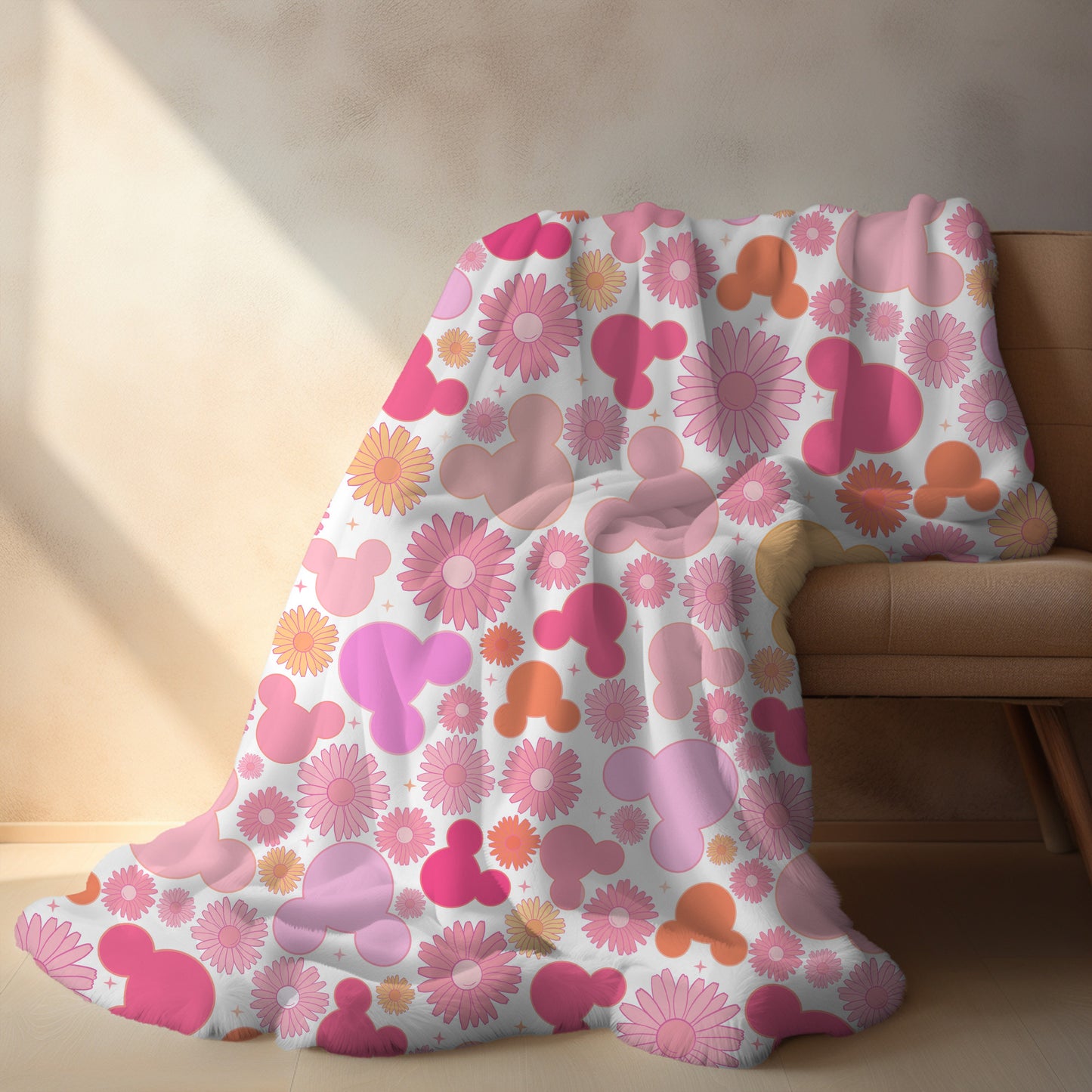 Personalized Pink floral disney Blanket