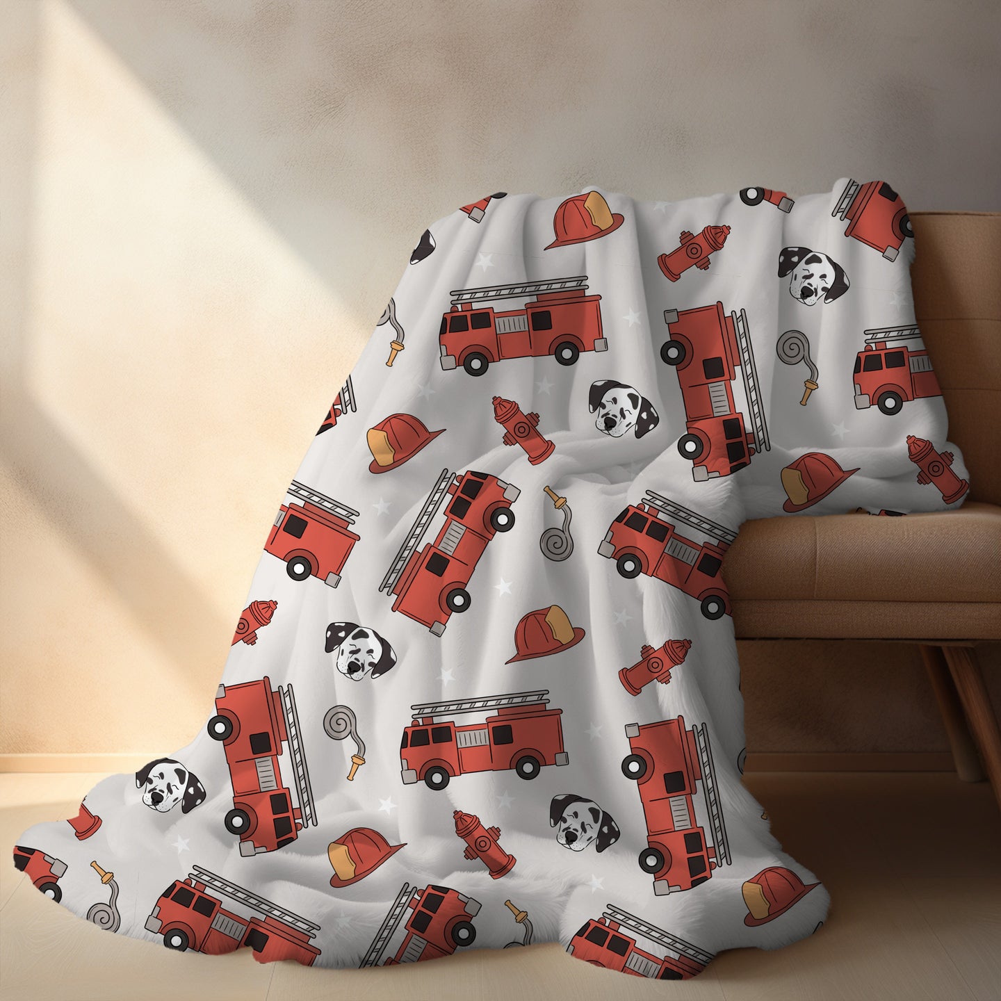 Personalized Boys Firetruck Blanket